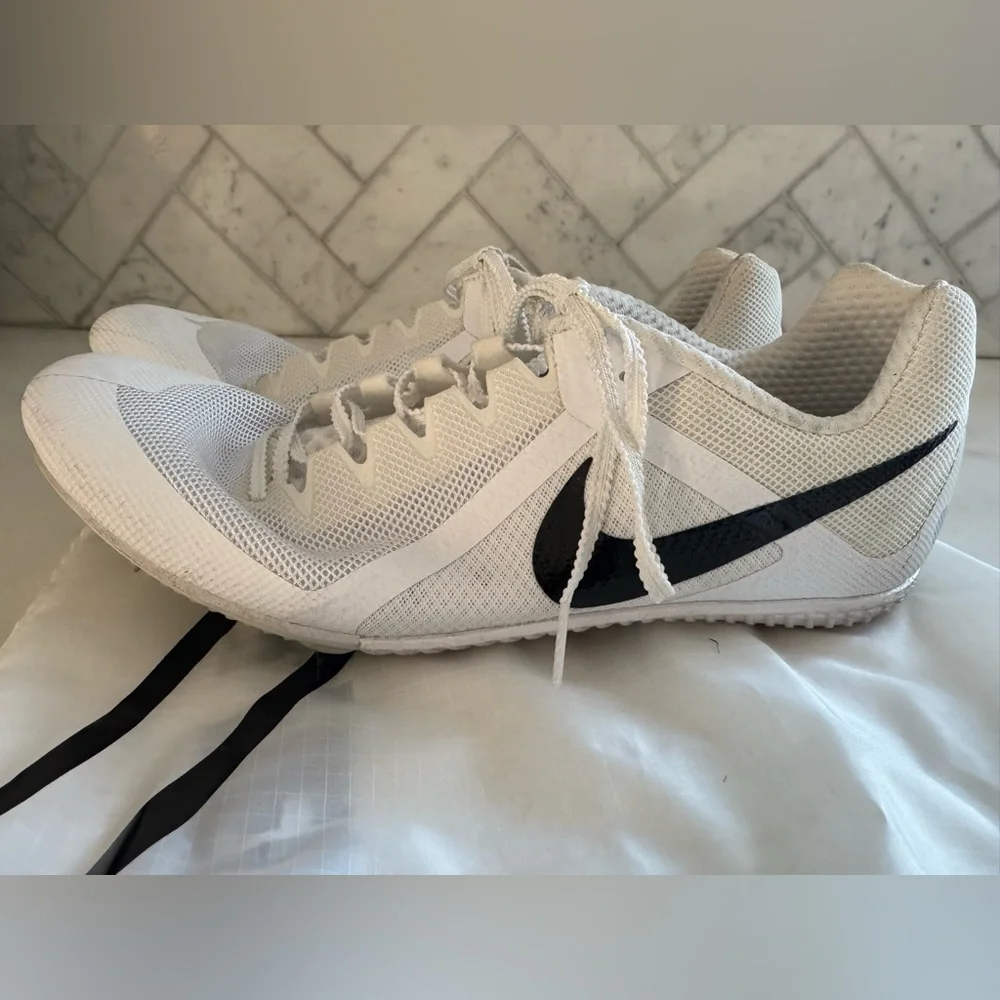 Nike White & Black Track Spikes Mens 10.5